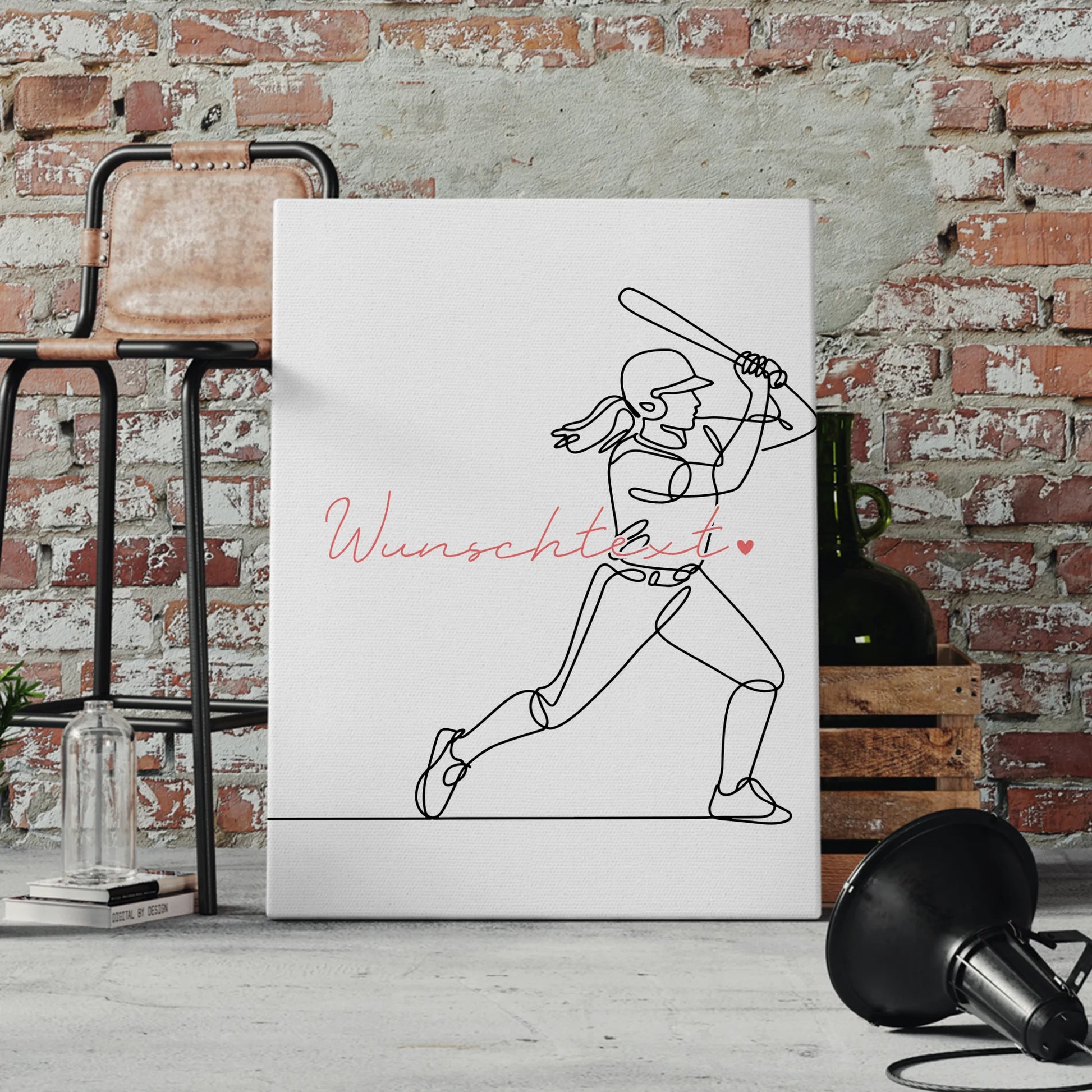 Personalisierte Leinwand Lineart Baseball Geschenk Tochter & Schwester 4