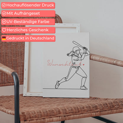 Personalisierte Leinwand Lineart Baseball Geschenk Tochter & Schwester 5