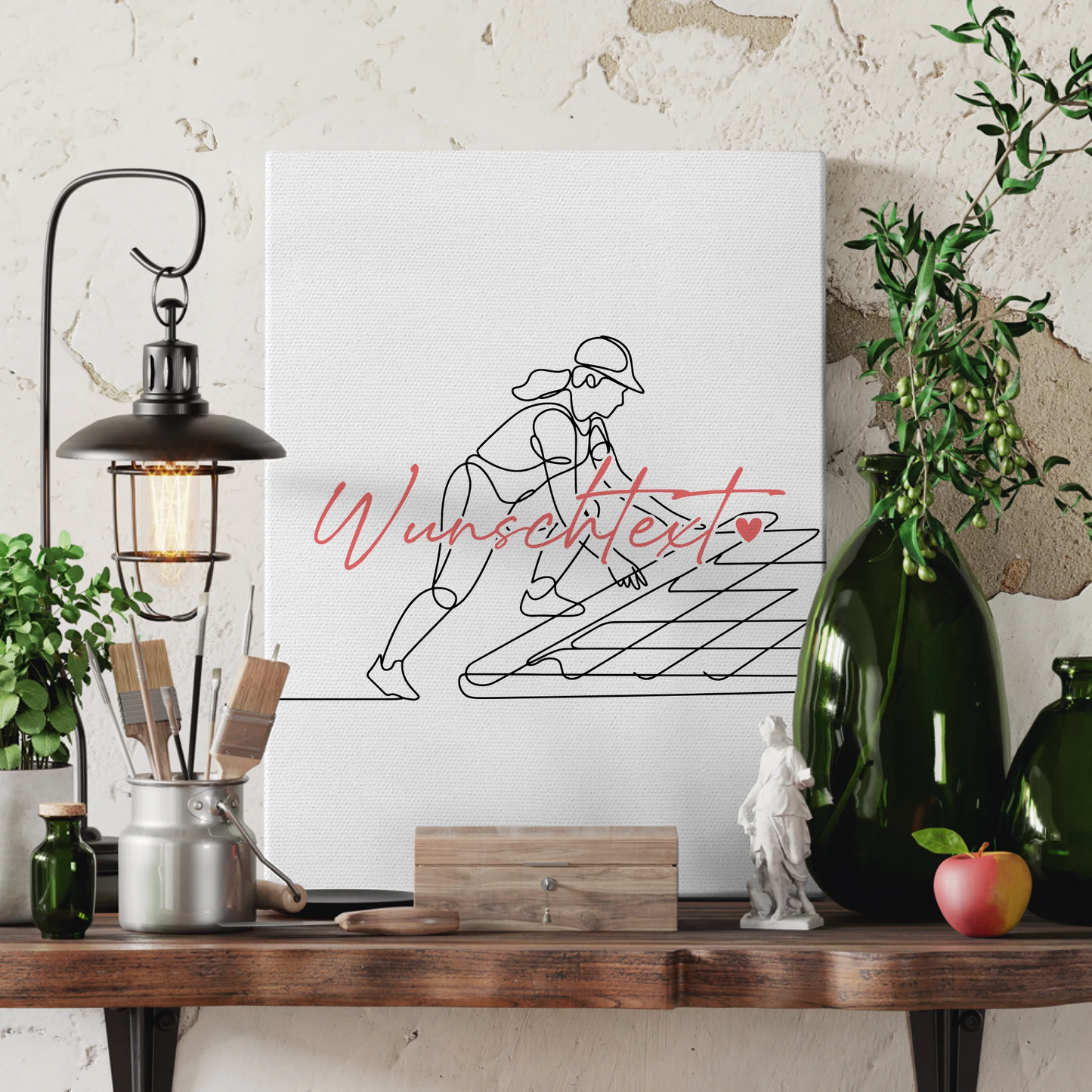 Personalisierte Leinwand Lineart Dachdecker Geschenk Tochter & Schwester 3