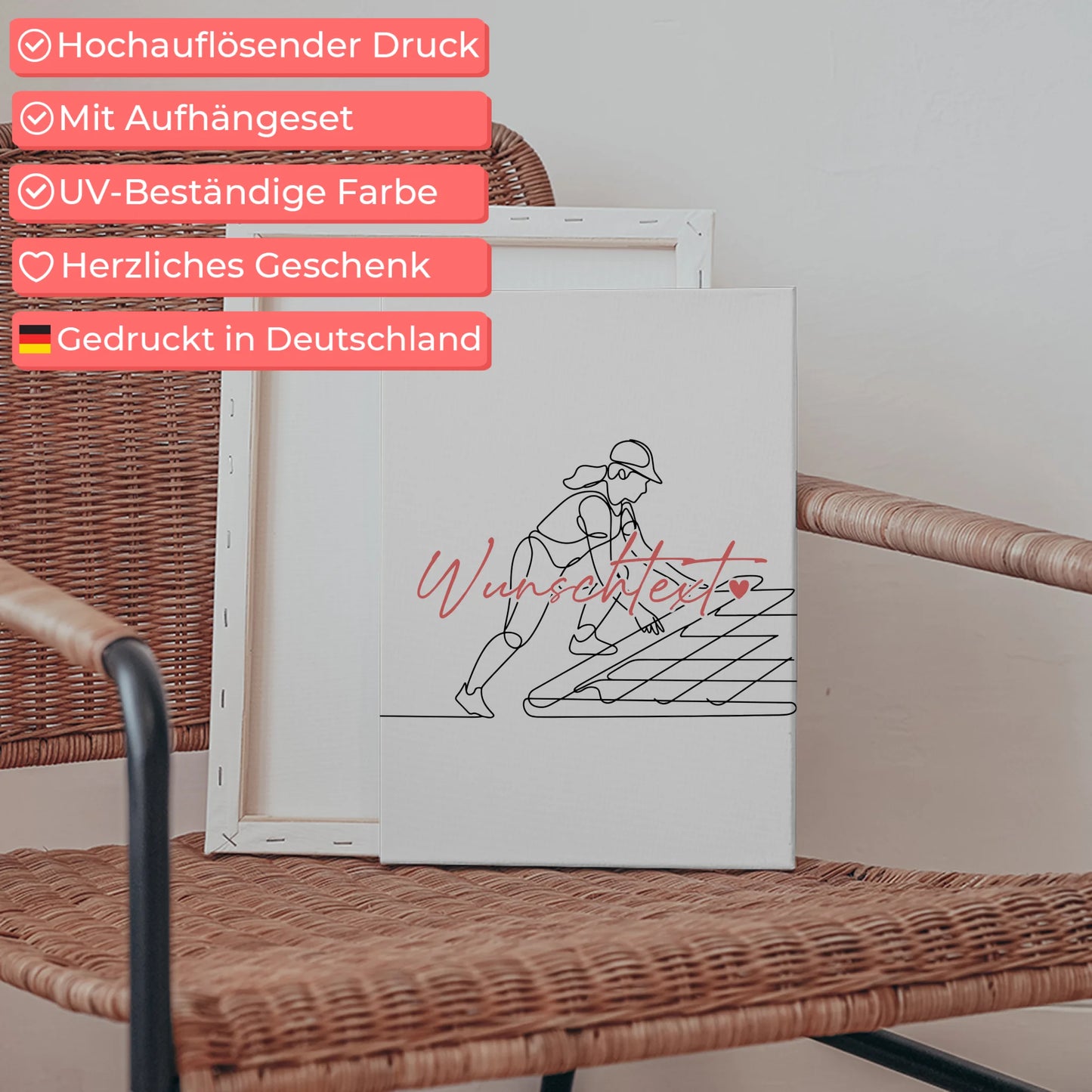 Personalisierte Leinwand Lineart Dachdecker Geschenk Tochter & Schwester 5
