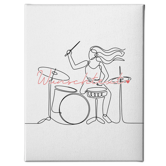 Personalisierte Leinwand Lineart Drummer Geschenk Tochter & Schwester 1
