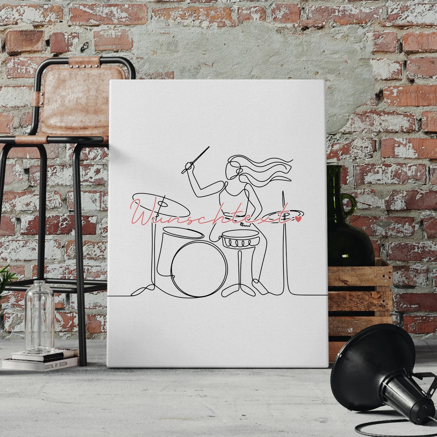 Personalisierte Leinwand Lineart Drummer Geschenk Tochter & Schwester 4