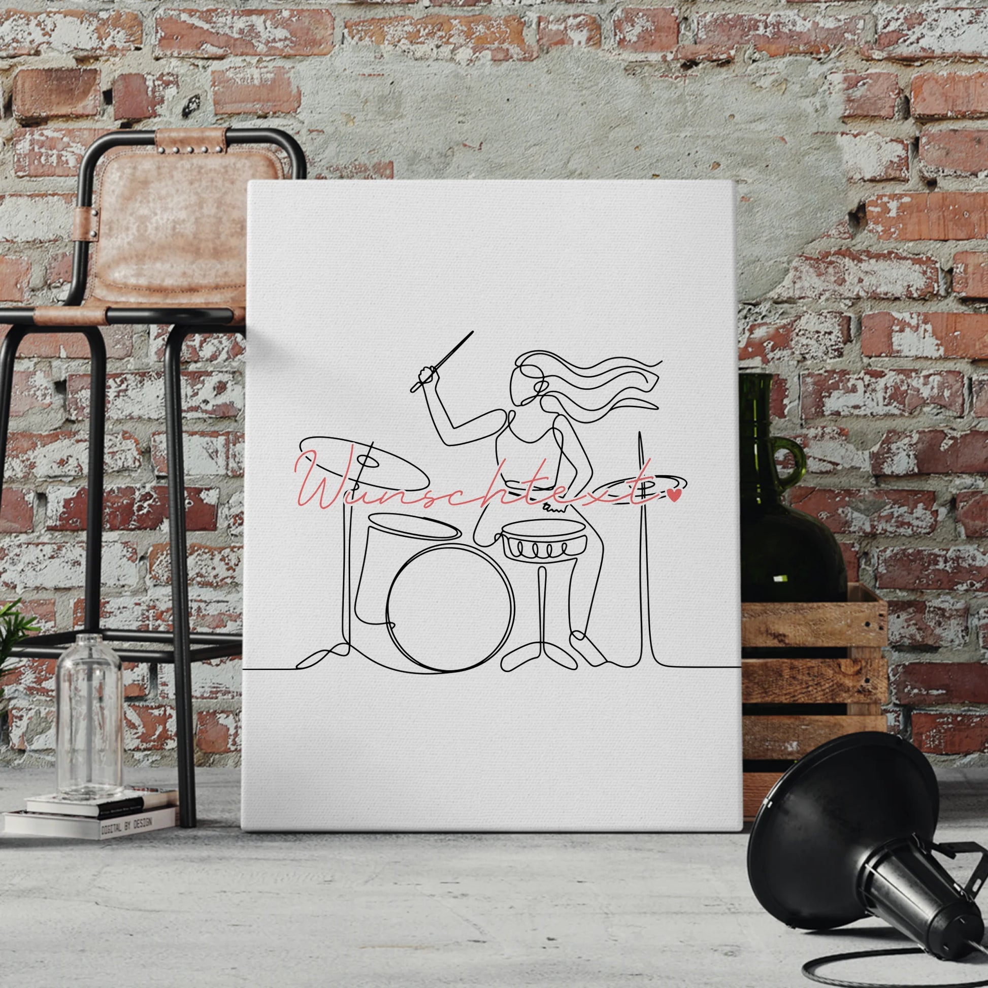 Personalisierte Leinwand Lineart Drummer Geschenk Tochter & Schwester 4