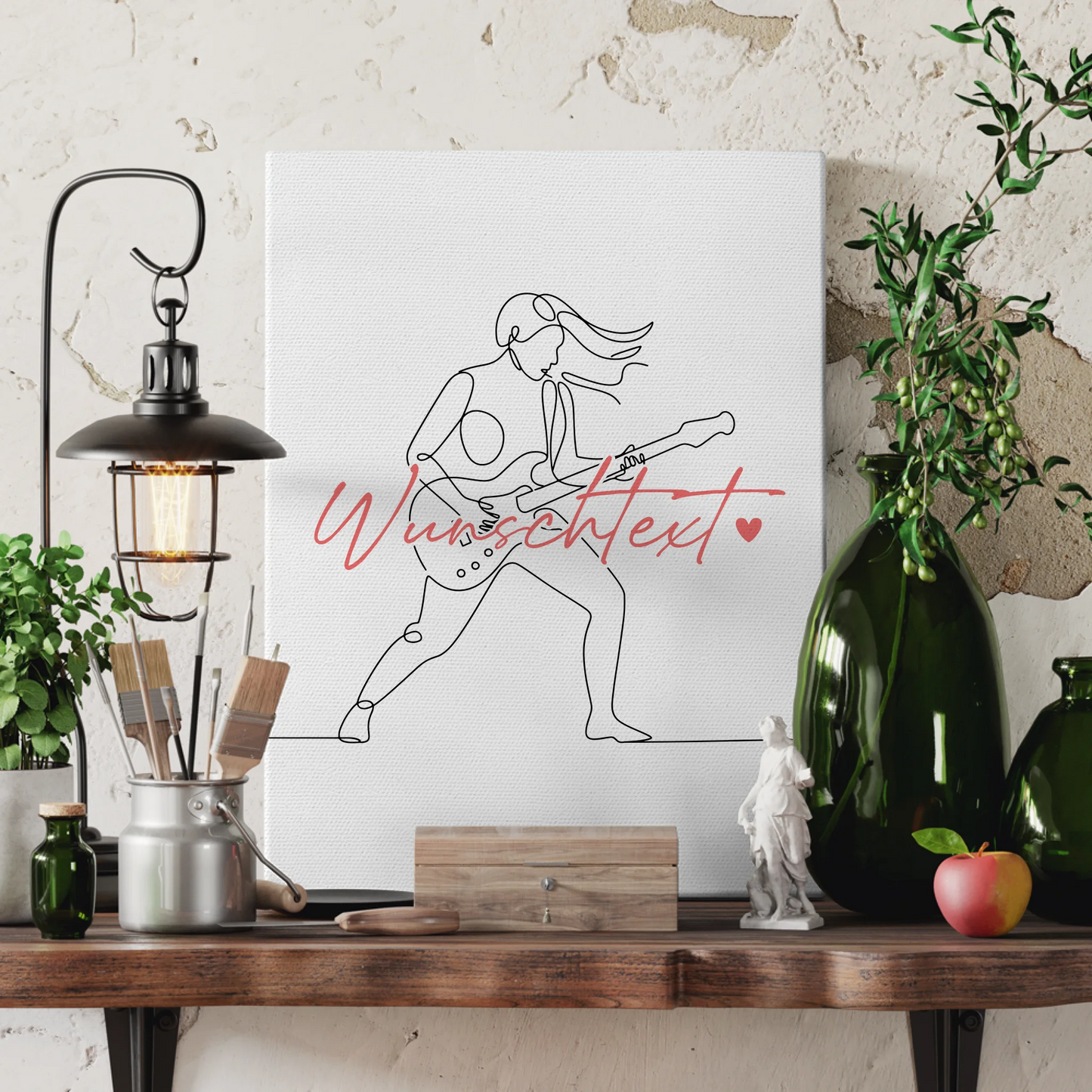 Lineart Leinwand Personalisiert E-Gitarre Geschenk Tochter & Schwester 3