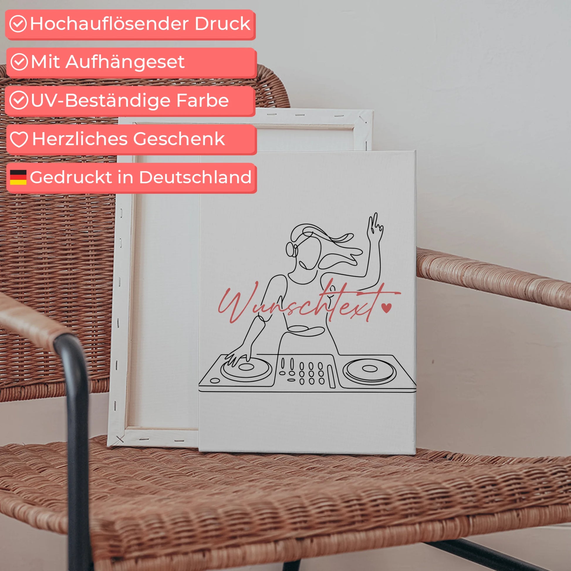 Lineart Leinwand DJing Geschenk Tochter & Schwester 5