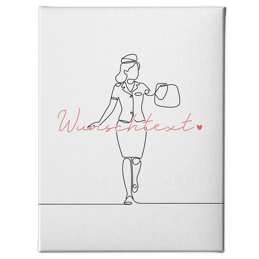 Lineart Leinwand Flugbegleiter Geschenk Tochter & Schwester 1