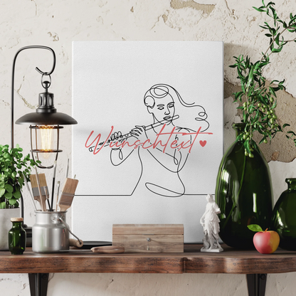 Lineart Leinwand Personalisiert Flöte Geschenk Tochter & Schwester 3