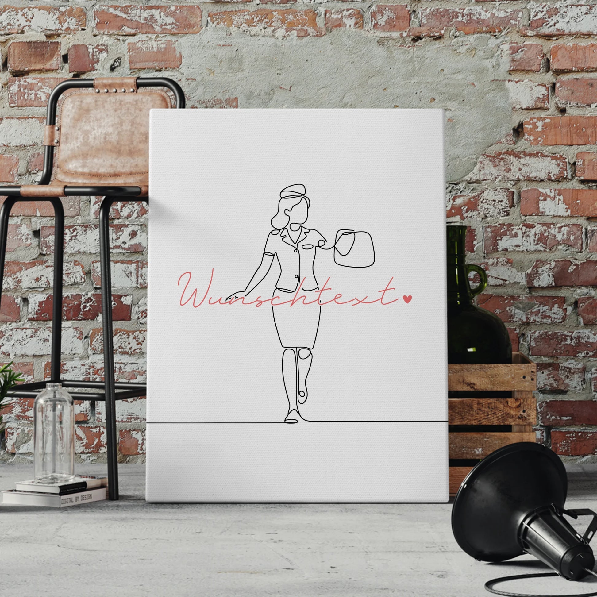 Lineart Leinwand Flugbegleiter Geschenk Tochter & Schwester 4