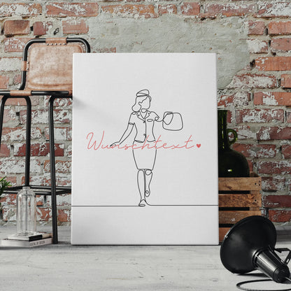 Lineart Leinwand Flugbegleiter Geschenk Tochter & Schwester 4