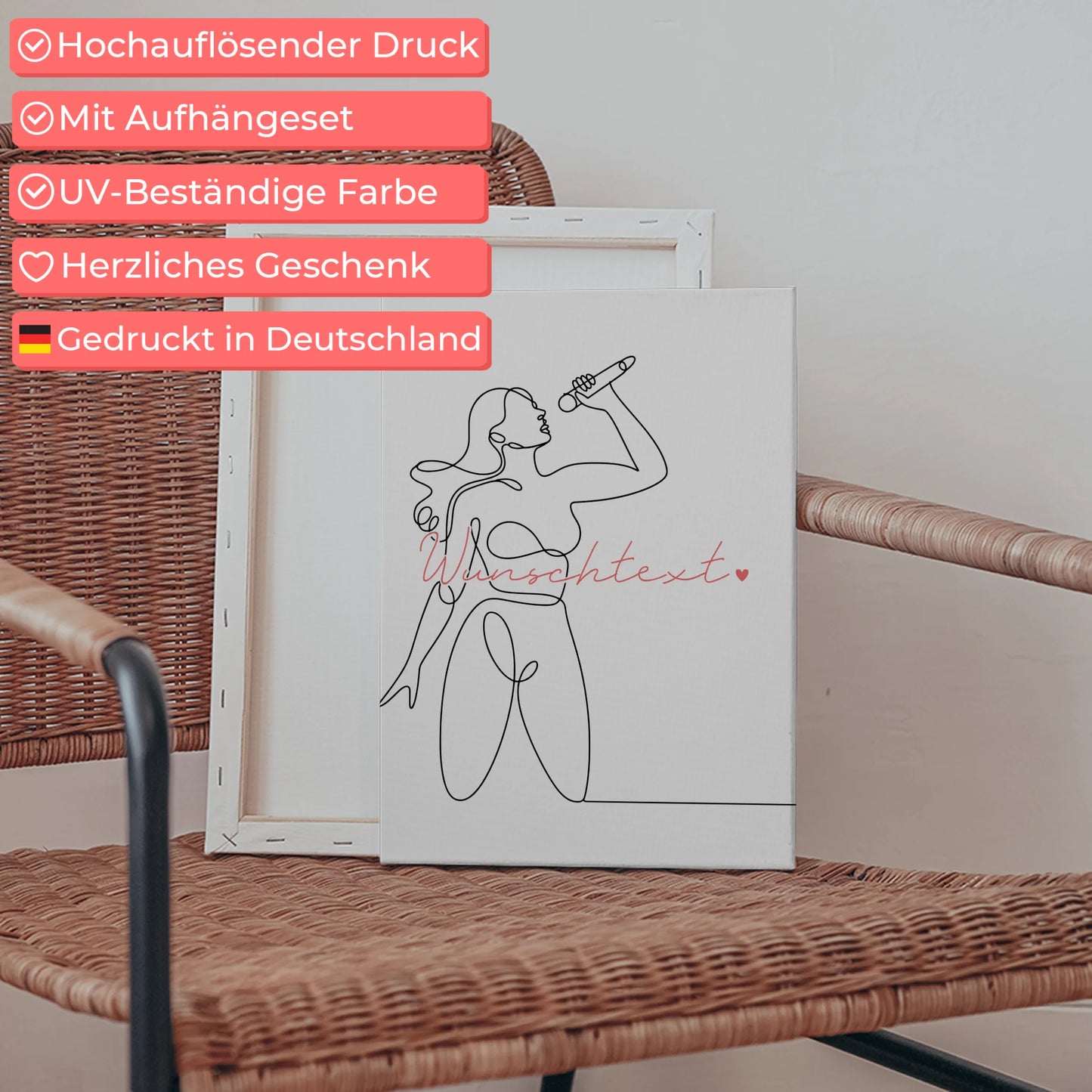 Personalisierte Leinwand Lineart Gesang Geschenk Tochter & Schwester 5
