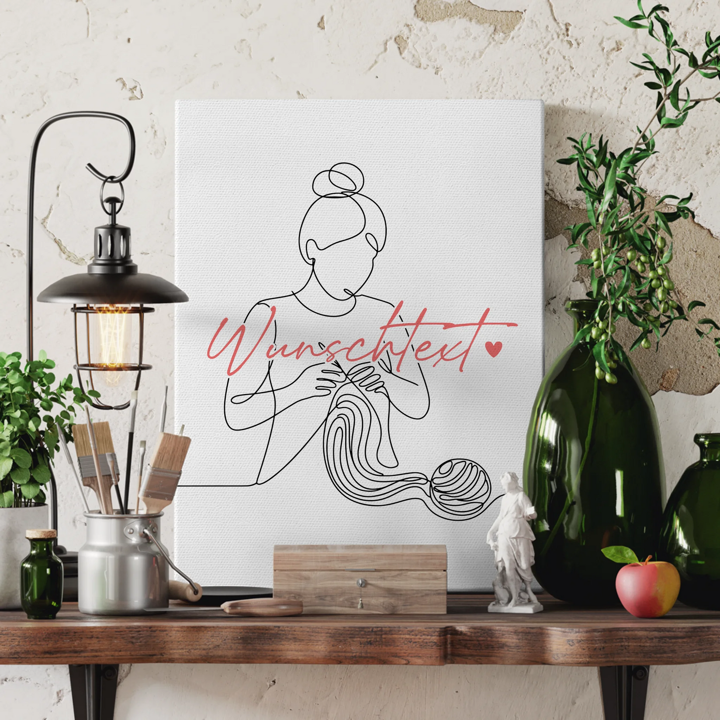 Personalisierte Leinwand Lineart Häkeln Geschenk Tochter & Schwester 3