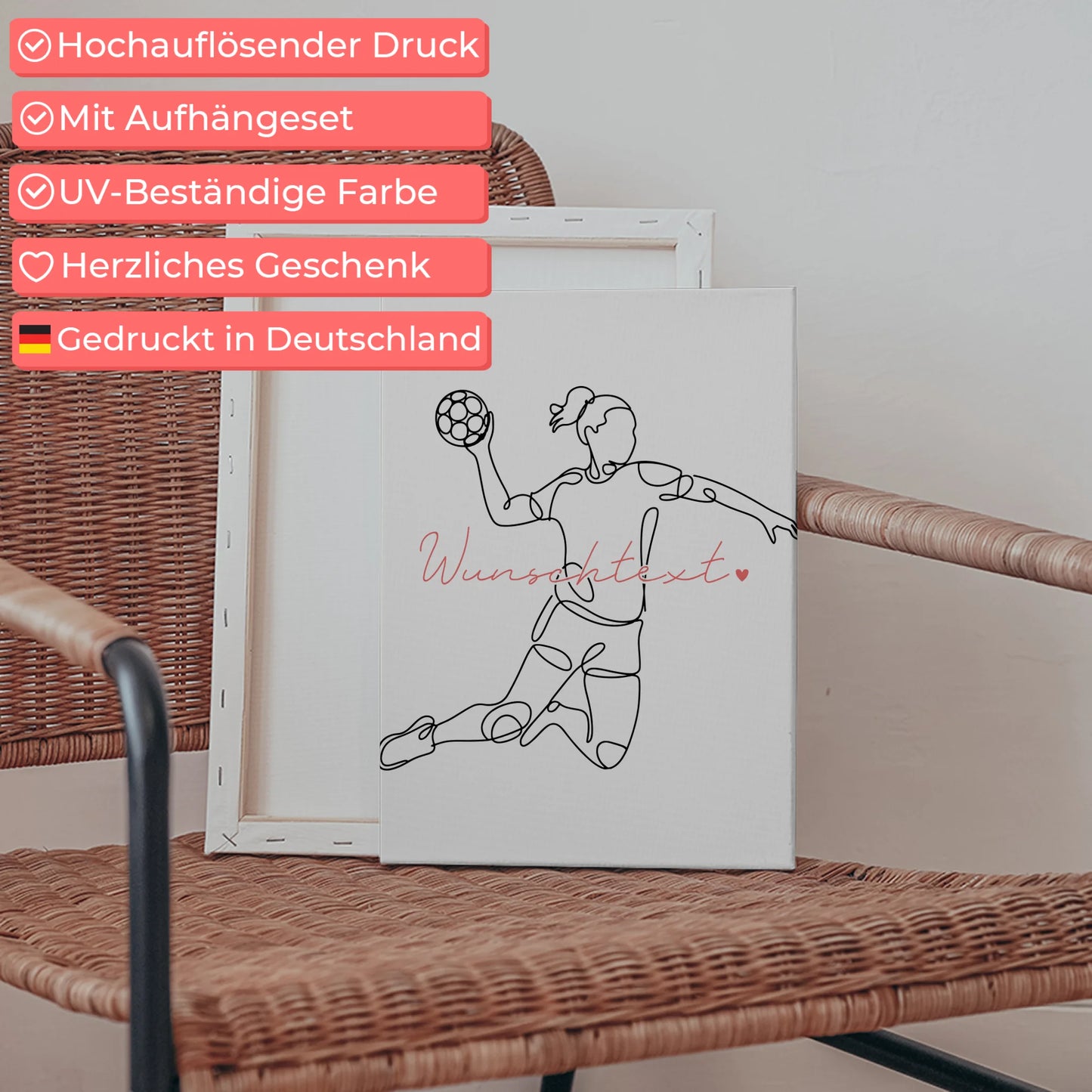 Lineart Leinwand Personalisiert Handball Geschenk Tochter & Schwester 5