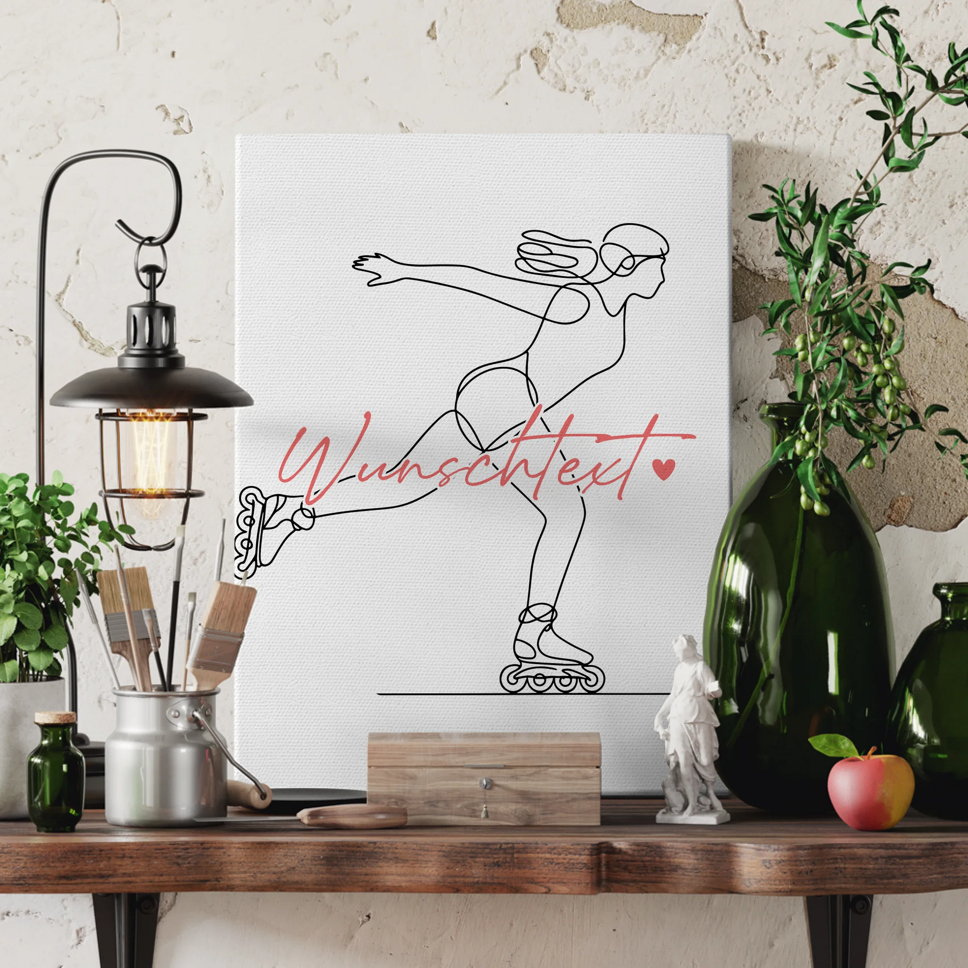 Lineart Leinwand Inline-Skaten Geschenk Tochter & Schwester 3