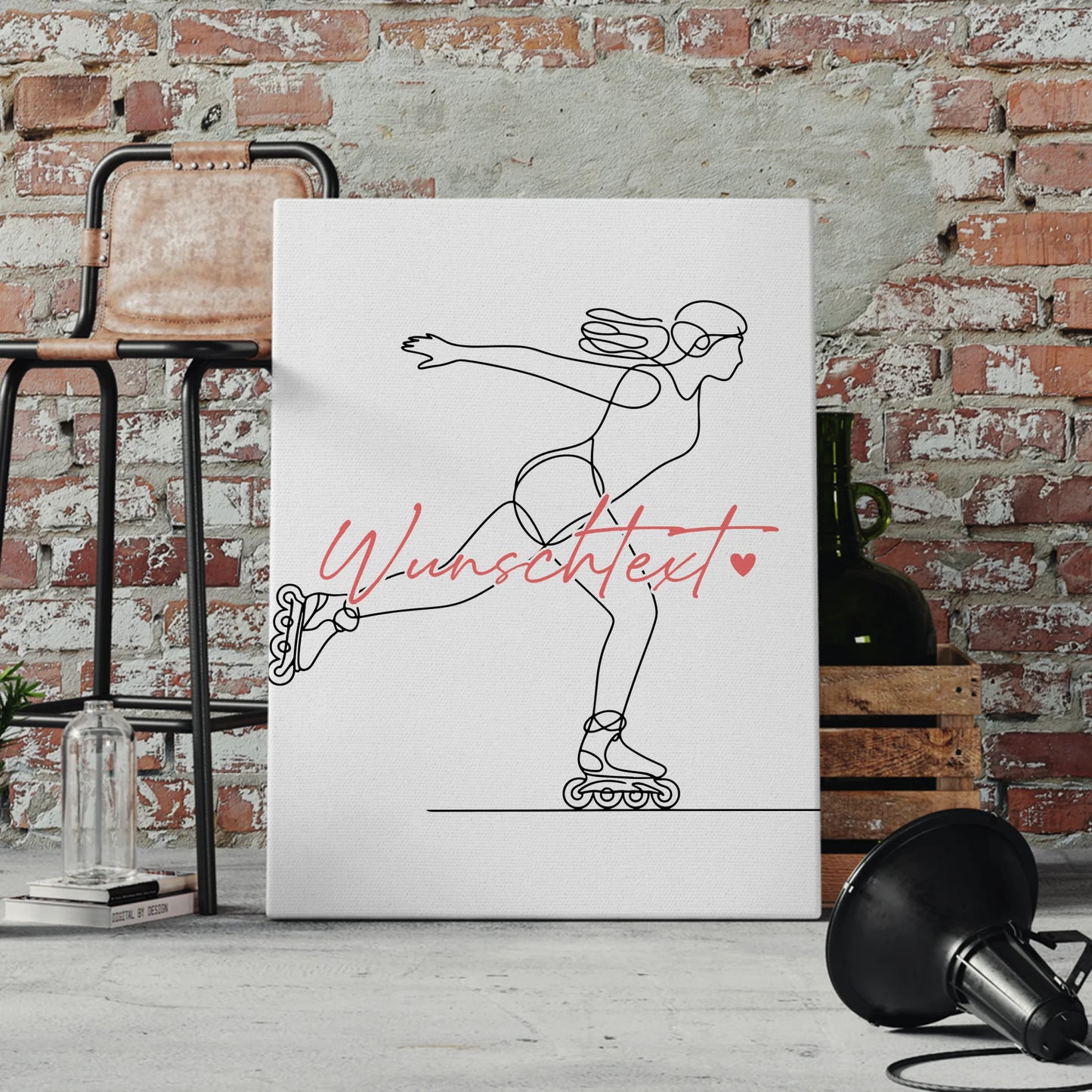 Lineart Leinwand Inline-Skaten Geschenk Tochter & Schwester 4
