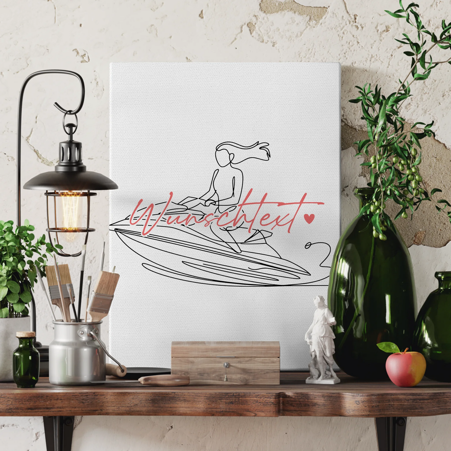 Lineart Leinwand Personalisiert Jetskifahren Geschenk Tochter & Schwester 3