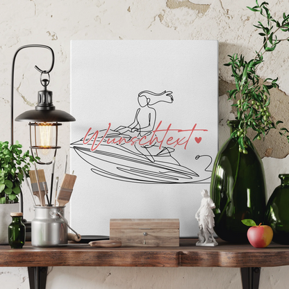 Lineart Leinwand Personalisiert Jetskifahren Geschenk Tochter & Schwester 3