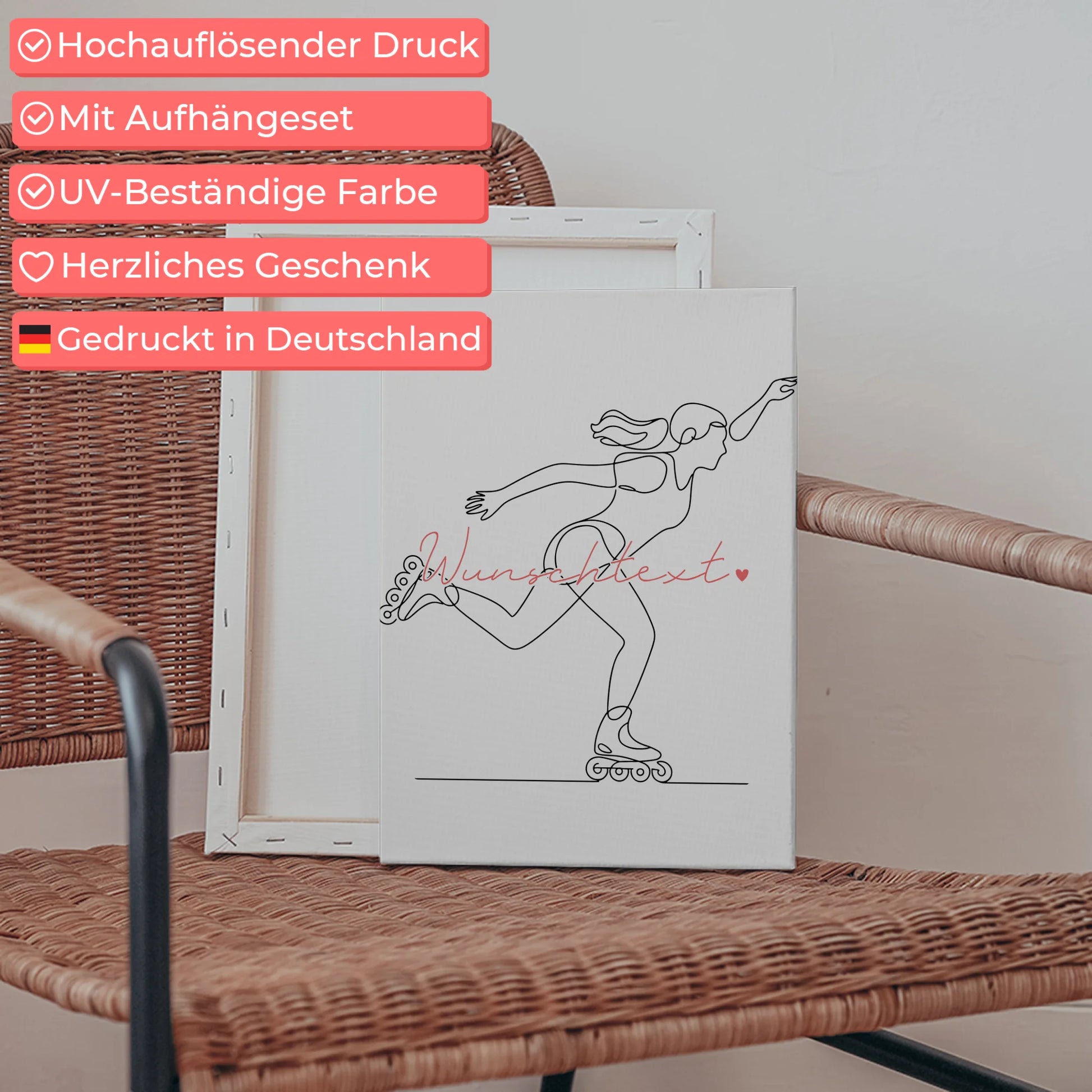 Personalisierte Leinwand Lineart Inline-Skaten Geschenk Tochter & Schwester 5