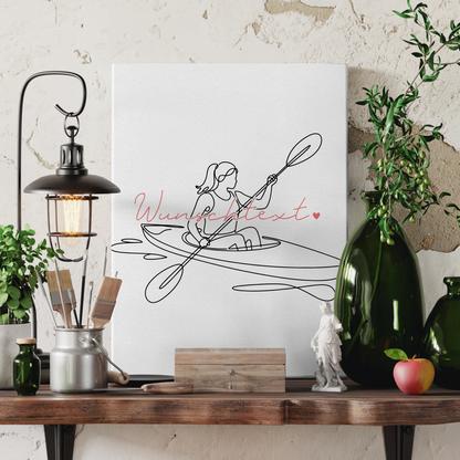 Lineart Leinwand Kajakfahren Geschenk Tochter & Schwester 3