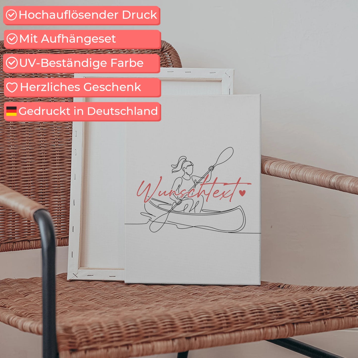 Personalisierte Leinwand Lineart Kanu Geschenk Tochter & Schwester 5