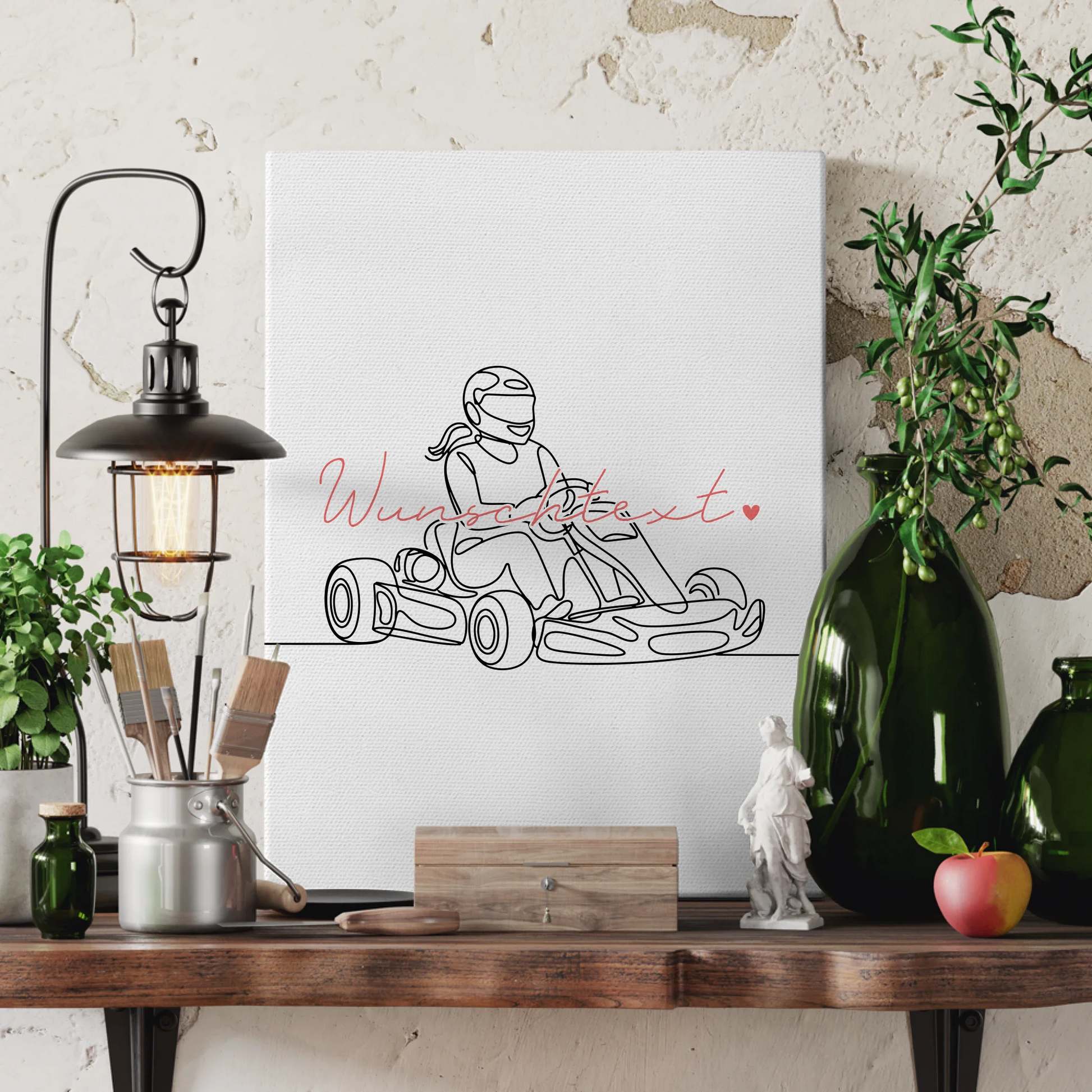 Lineart Leinwand Personalisiert Kartrennen Geschenk Tochter & Schwester 3