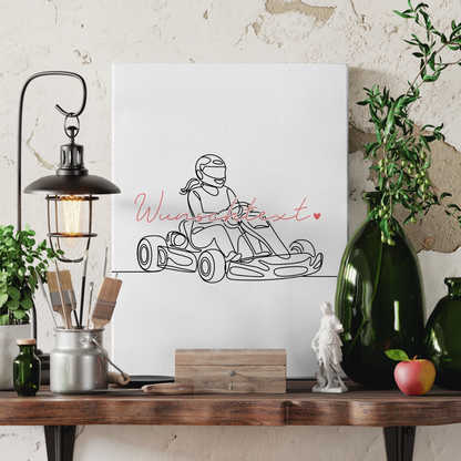 Lineart Leinwand Personalisiert Kartrennen Geschenk Tochter & Schwester 3