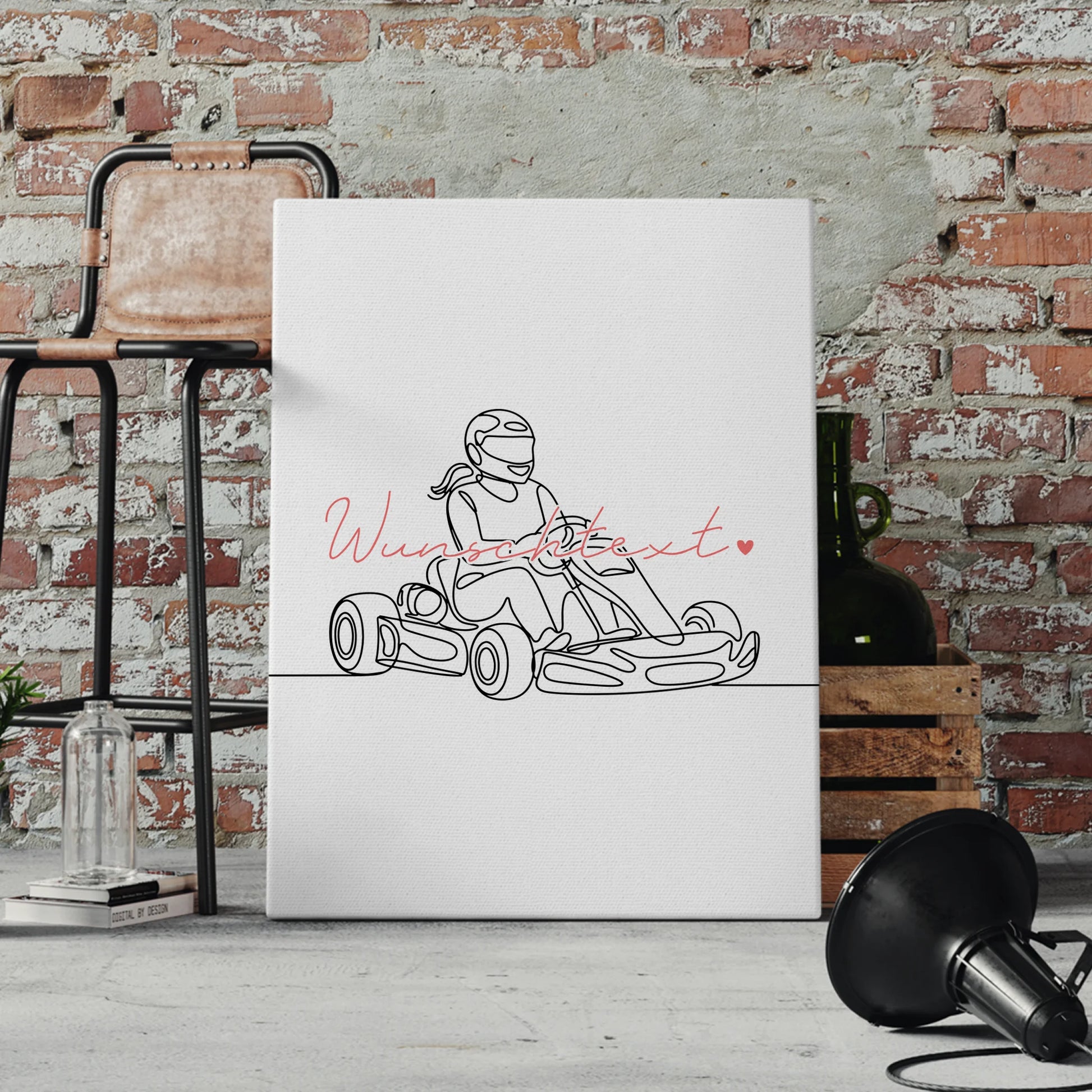 Lineart Leinwand Personalisiert Kartrennen Geschenk Tochter & Schwester 4