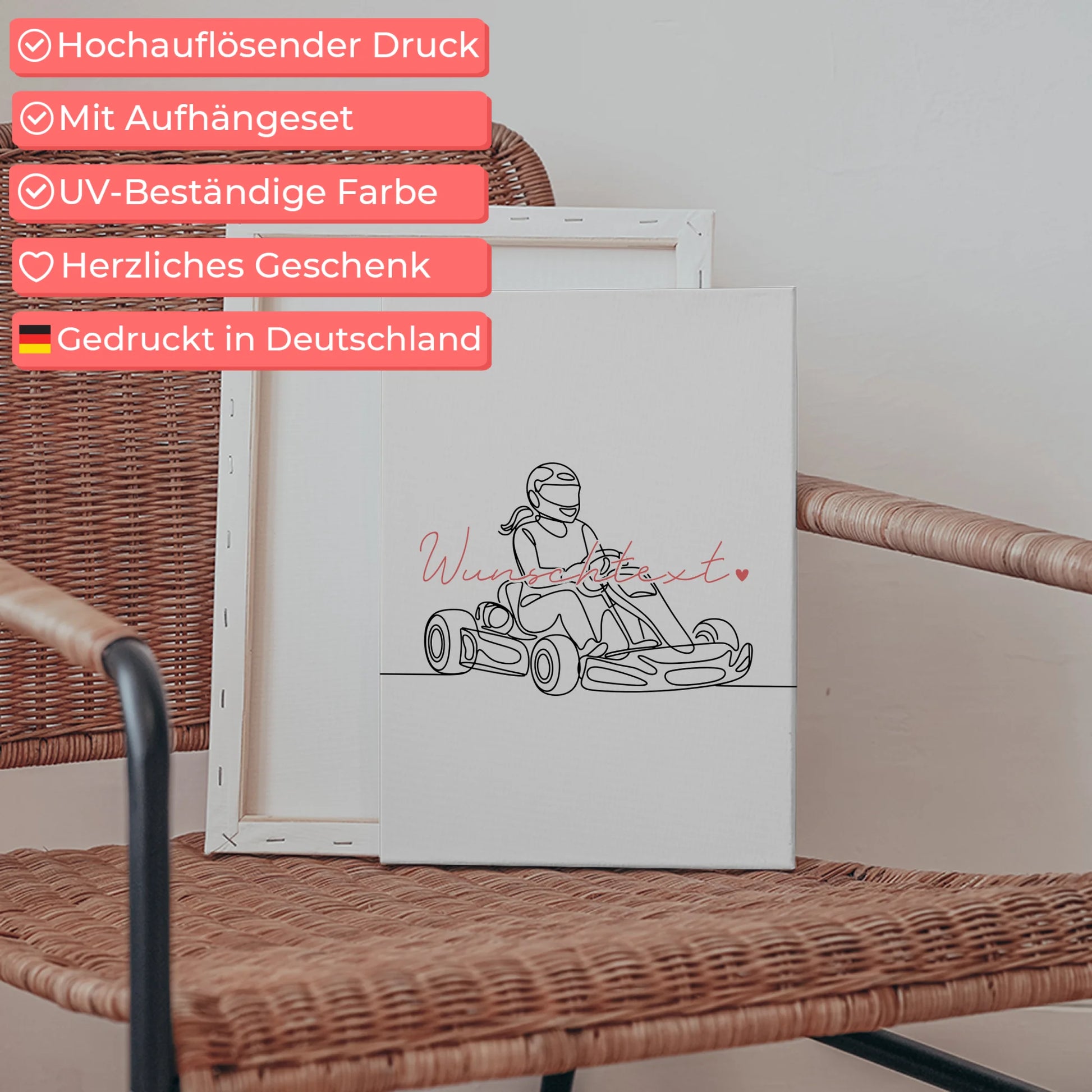 Lineart Leinwand Personalisiert Kartrennen Geschenk Tochter & Schwester 5