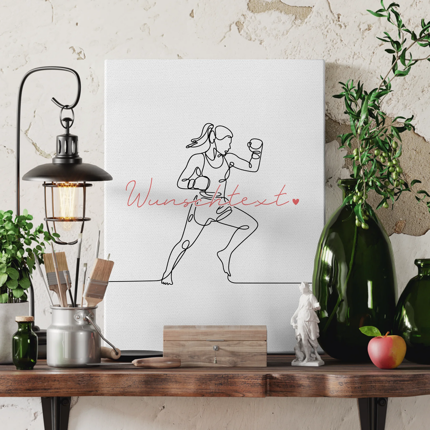 Personalisierte Leinwand Lineart Kickboxen Geschenk Tochter & Schwester 3