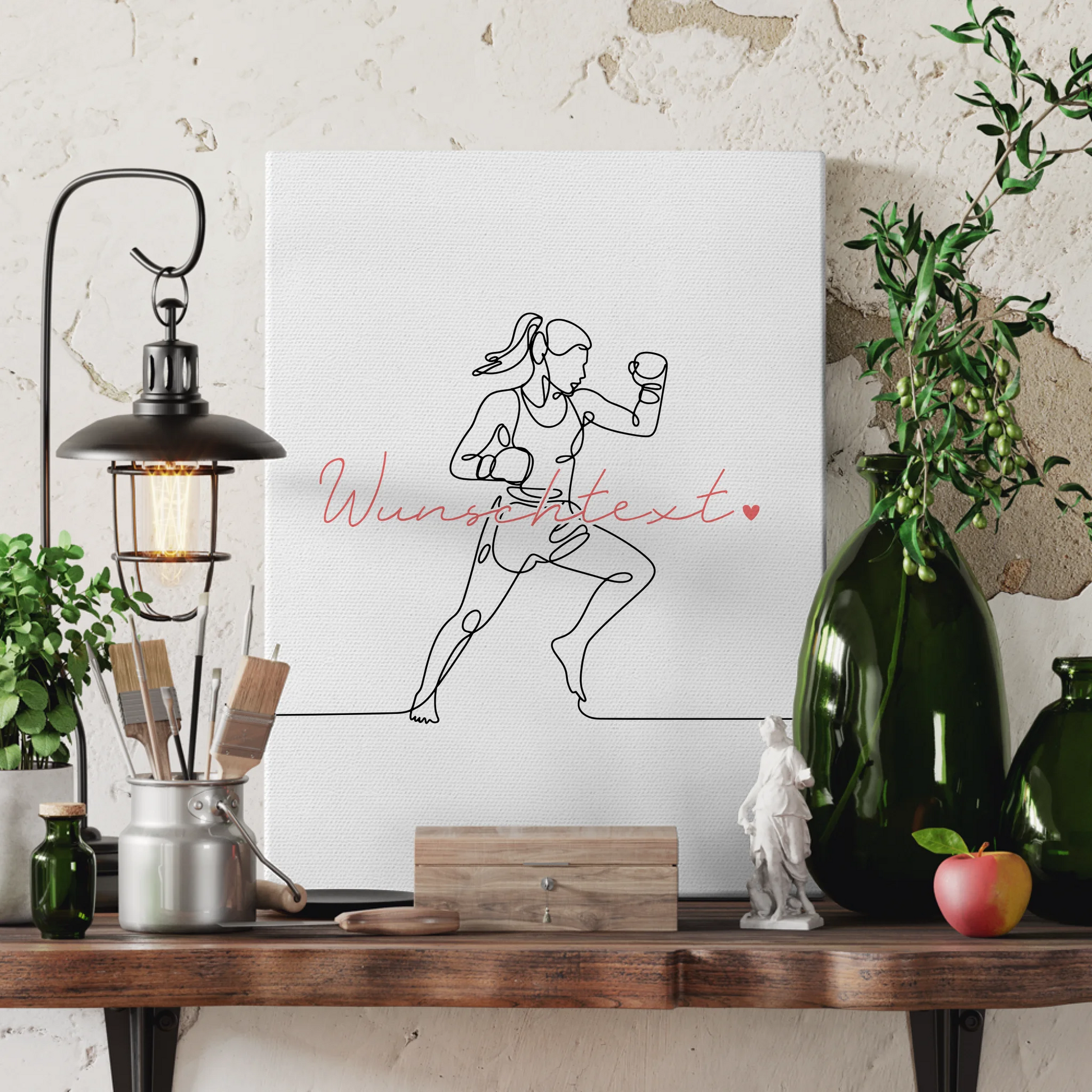Personalisierte Leinwand Lineart Kickboxen Geschenk Tochter & Schwester 3