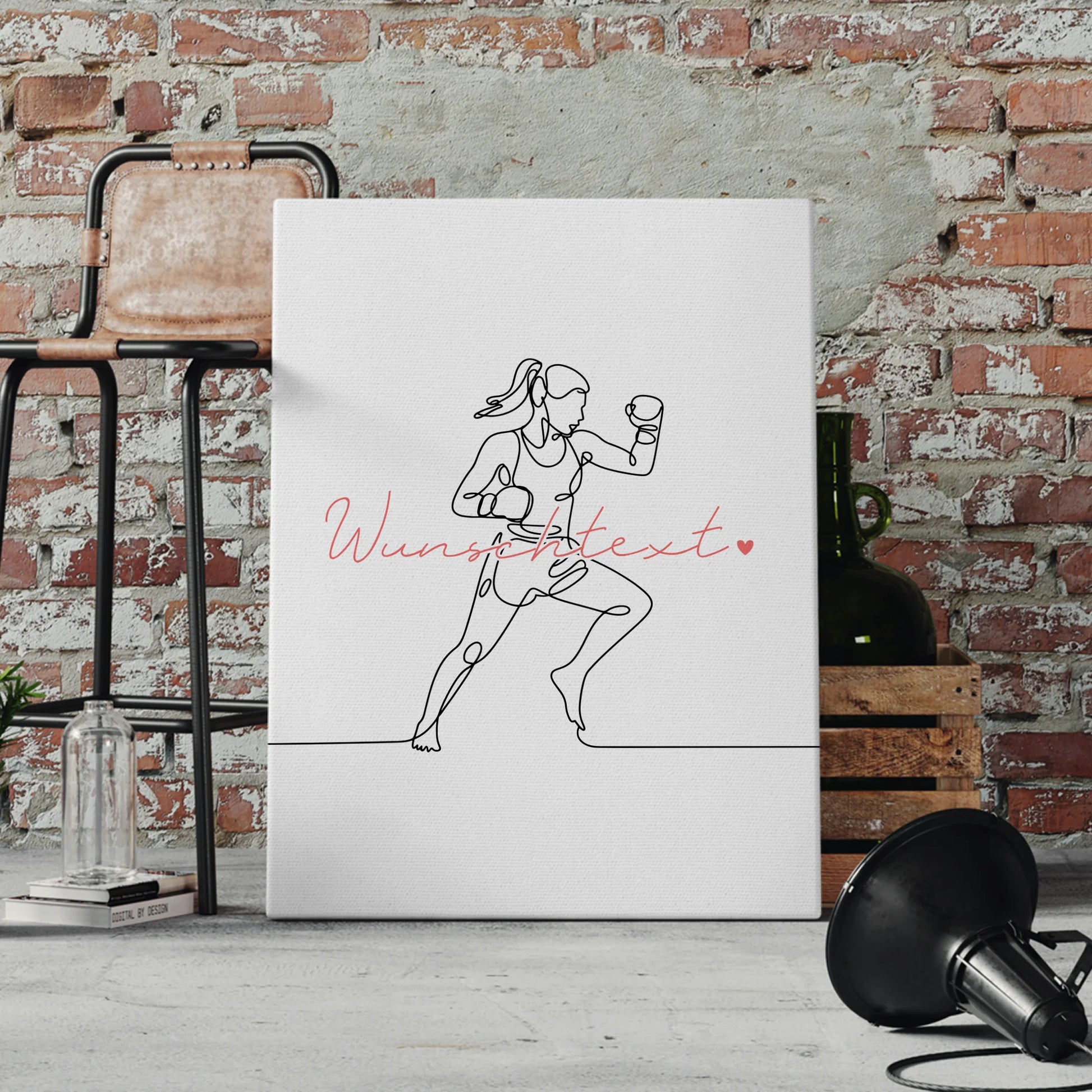 Personalisierte Leinwand Lineart Kickboxen Geschenk Tochter & Schwester 4