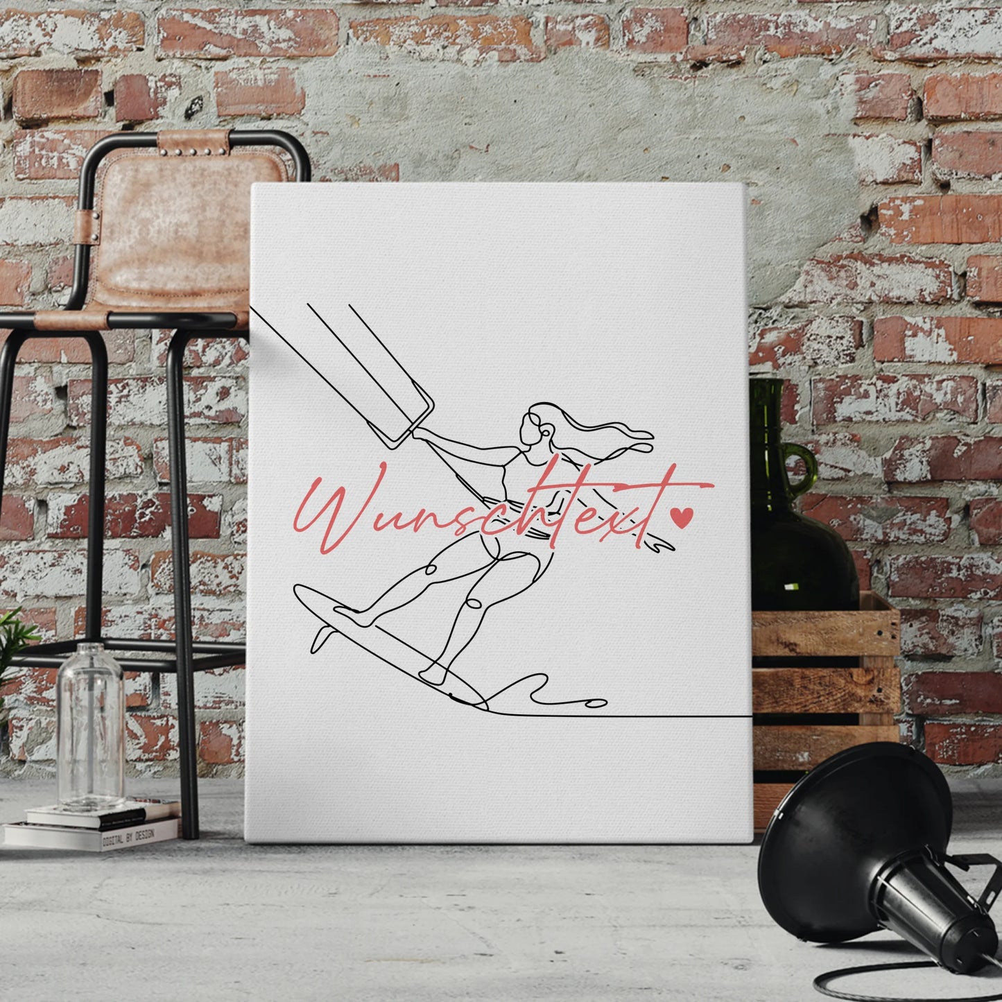 Lineart Leinwand Personalisiert Kitesurfen Geschenk Tochter & Schwester 4