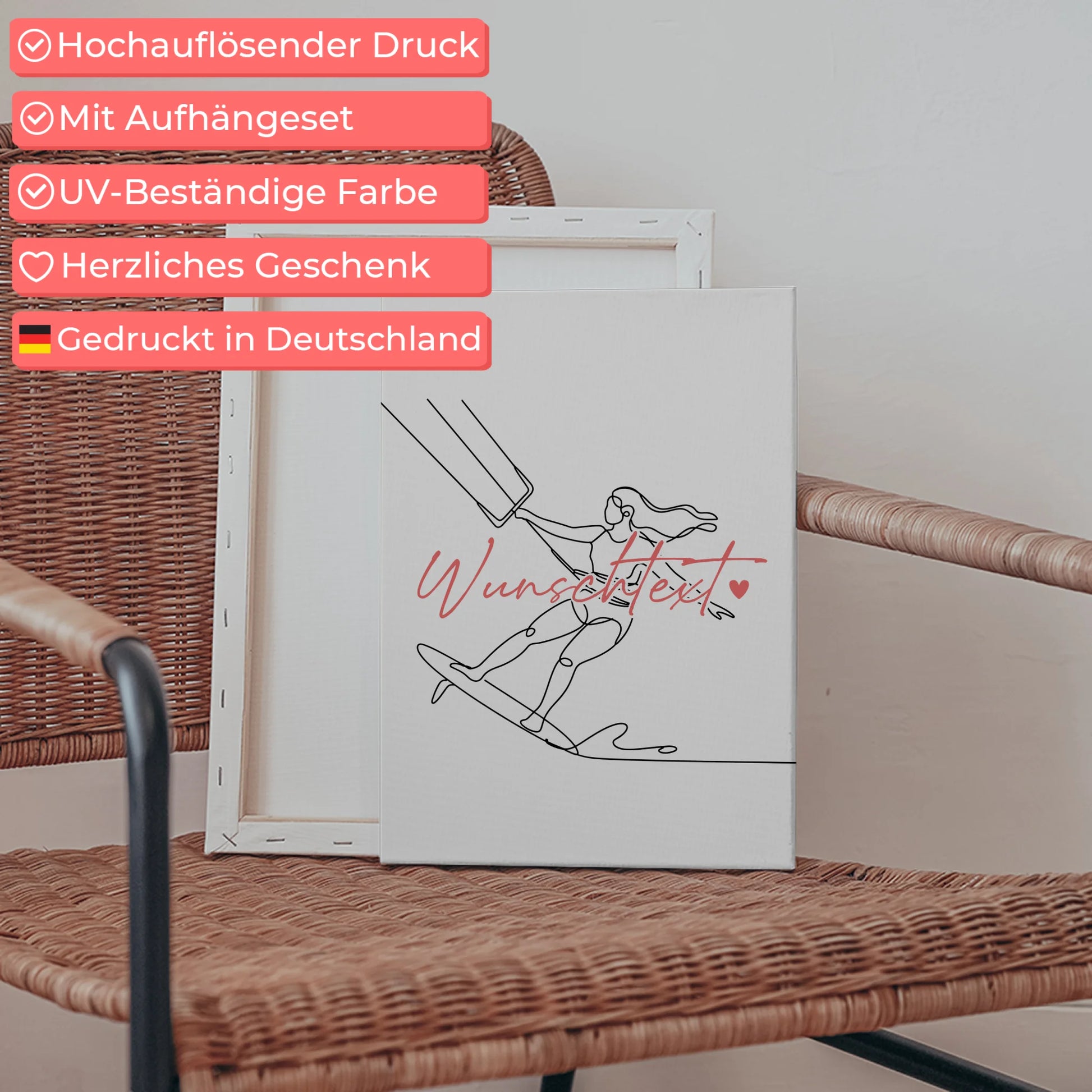 Lineart Leinwand Personalisiert Kitesurfen Geschenk Tochter & Schwester 5