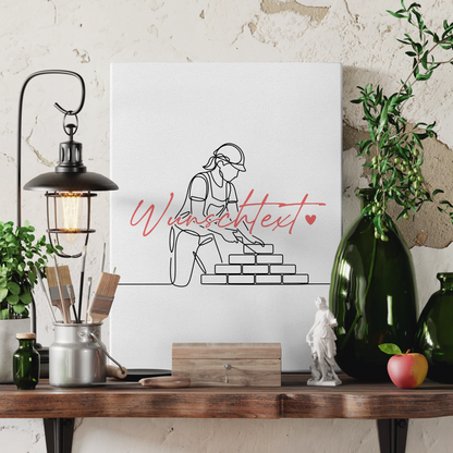 Personalisierte Leinwand Lineart Maurer Geschenk Tochter & Schwester 3