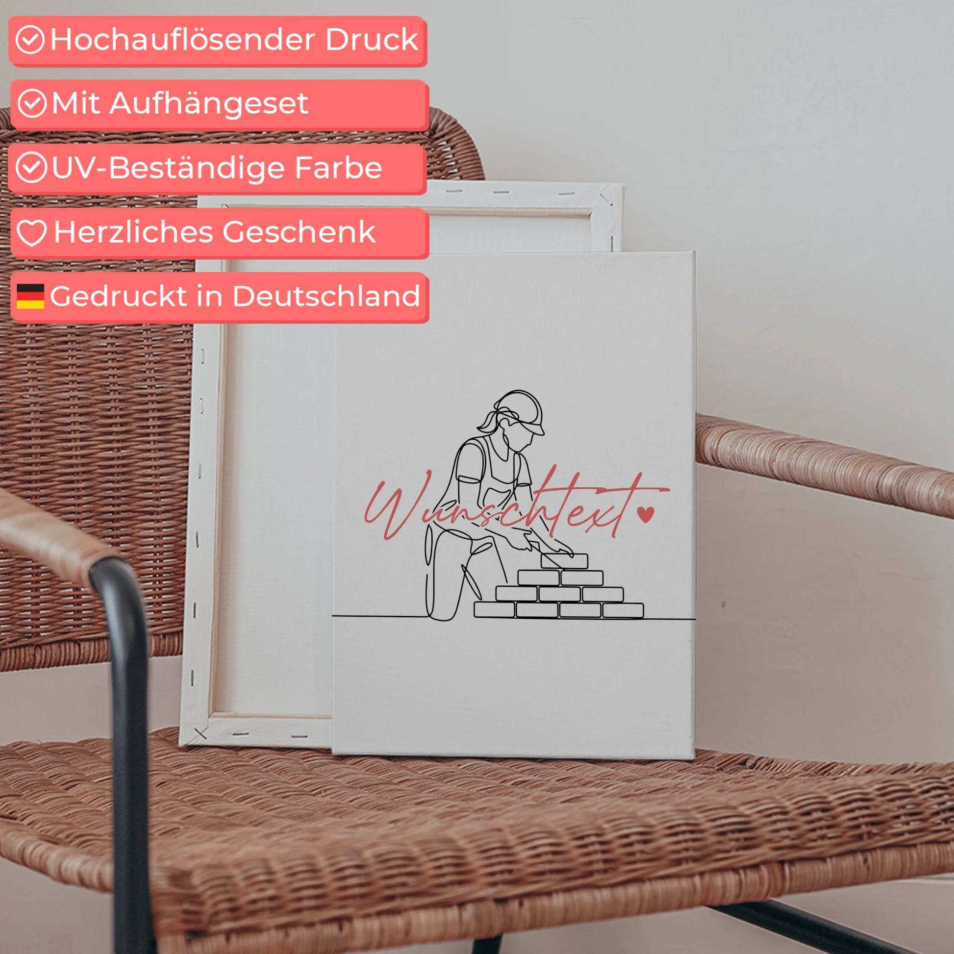 Personalisierte Leinwand Lineart Maurer Geschenk Tochter & Schwester 5