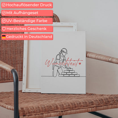 Personalisierte Leinwand Lineart Maurer Geschenk Tochter & Schwester 5
