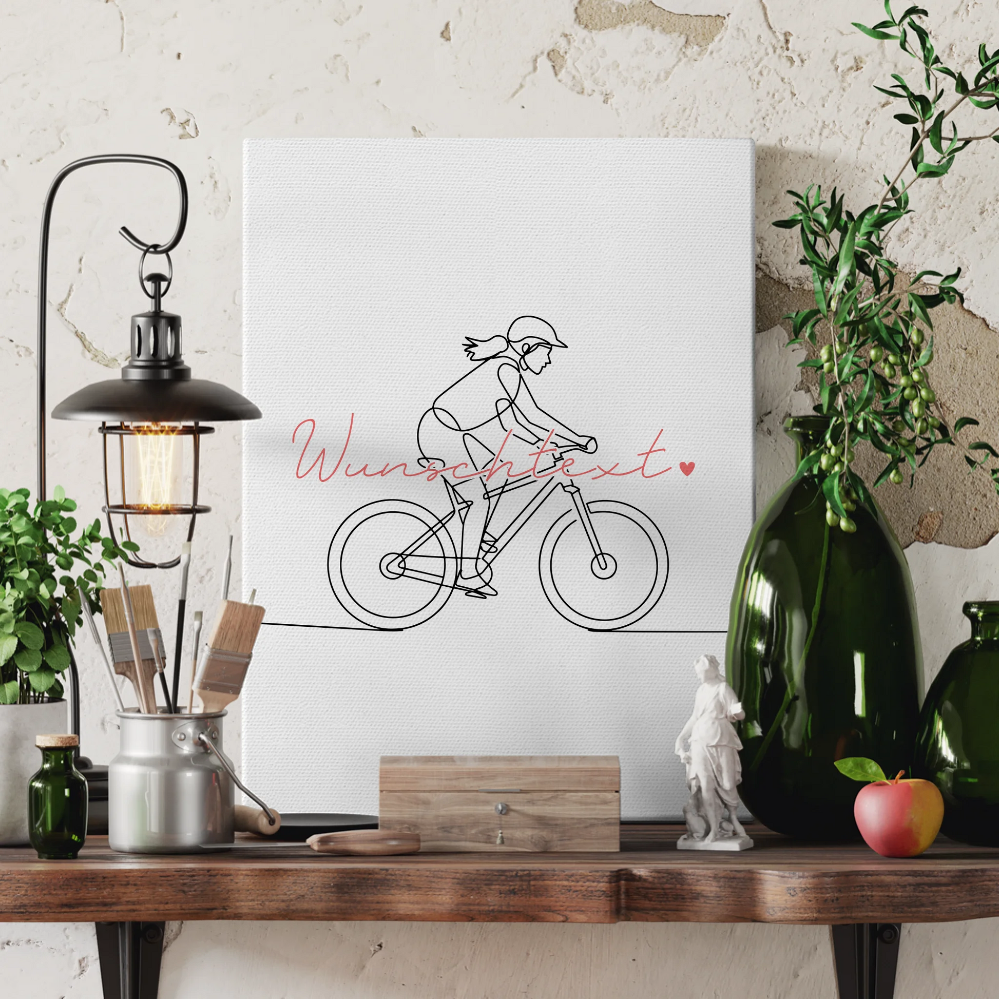 Personalisierte Leinwand Lineart Mountainbiken Geschenk Tochter & Schwester 3