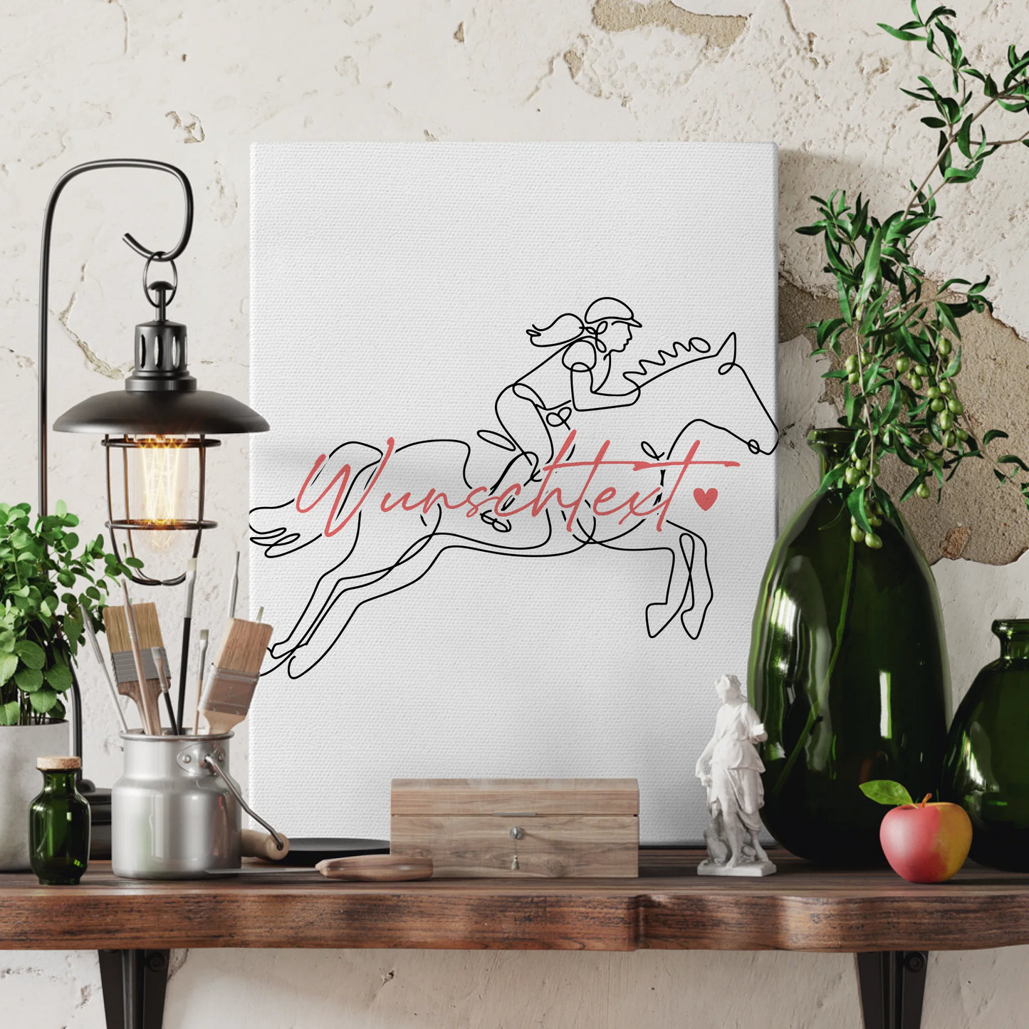 Personalisierte Leinwand Lineart Reitsport Geschenk Tochter & Schwester 3
