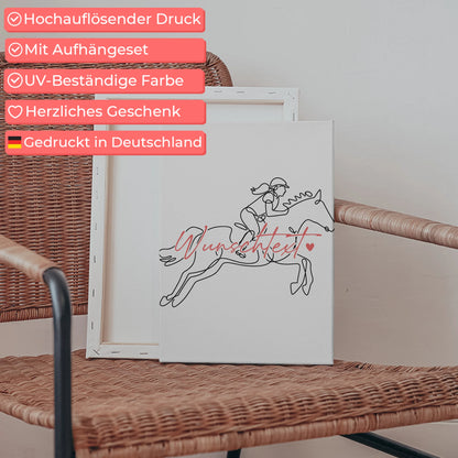 Personalisierte Leinwand Lineart Reitsport Geschenk Tochter & Schwester 5