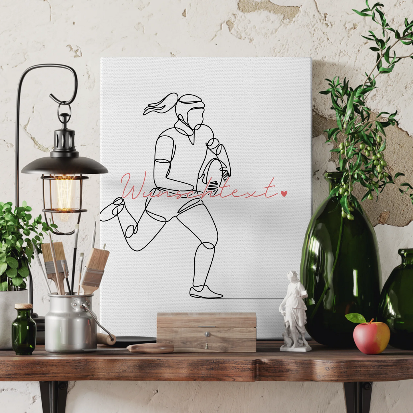 Personalisierte Leinwand Lineart Rugby Geschenk Tochter & Schwester 3