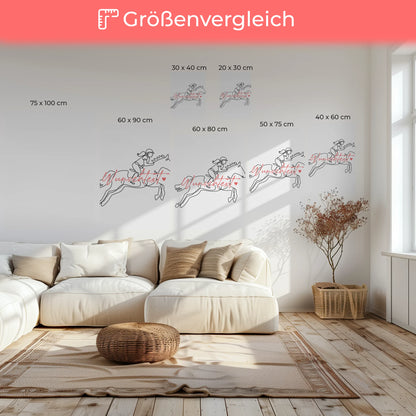 Personalisierte Leinwand Lineart Reitsport Geschenk Tochter & Schwester 6