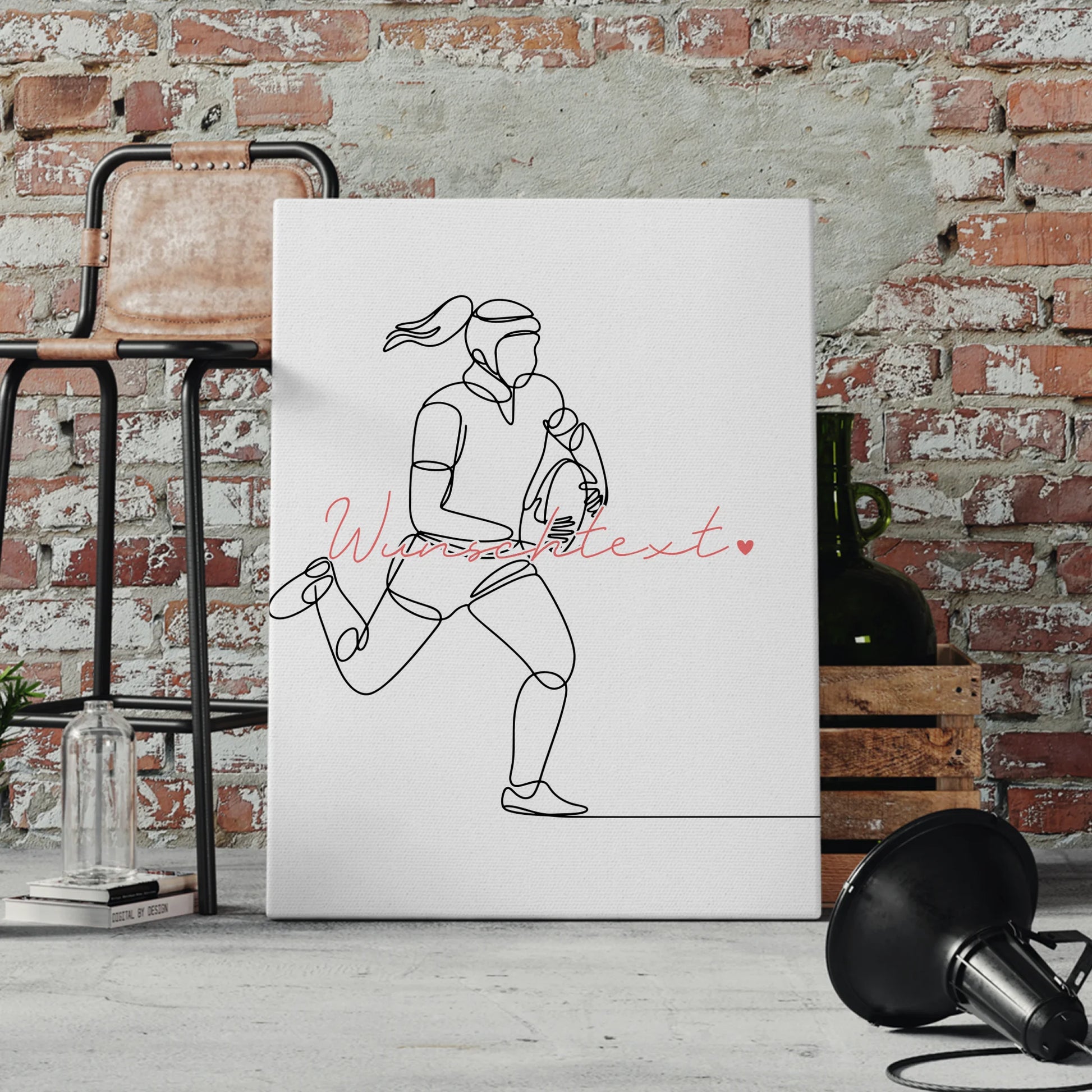 Personalisierte Leinwand Lineart Rugby Geschenk Tochter & Schwester 4