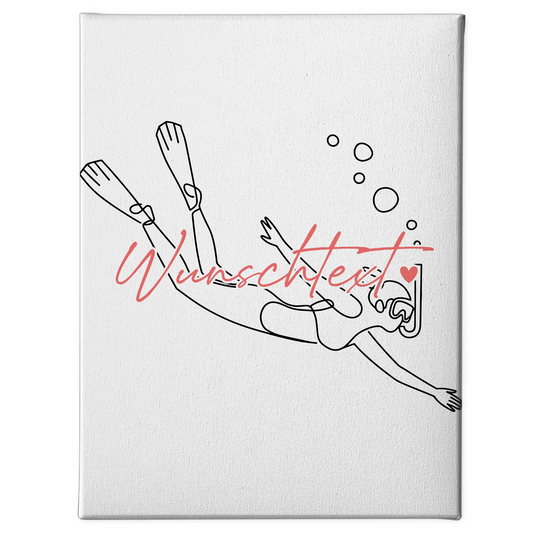 Lineart Leinwand Schnorcheln Geschenk Tochter & Schwester 1