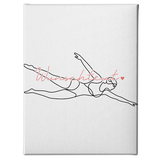 Personalisierte Leinwand Lineart Schwimmen Geschenk Tochter & Schwester 1
