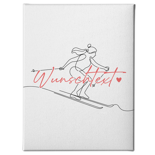 Lineart Leinwand Personalisiert Skifahren Geschenk Tochter & Schwester 1