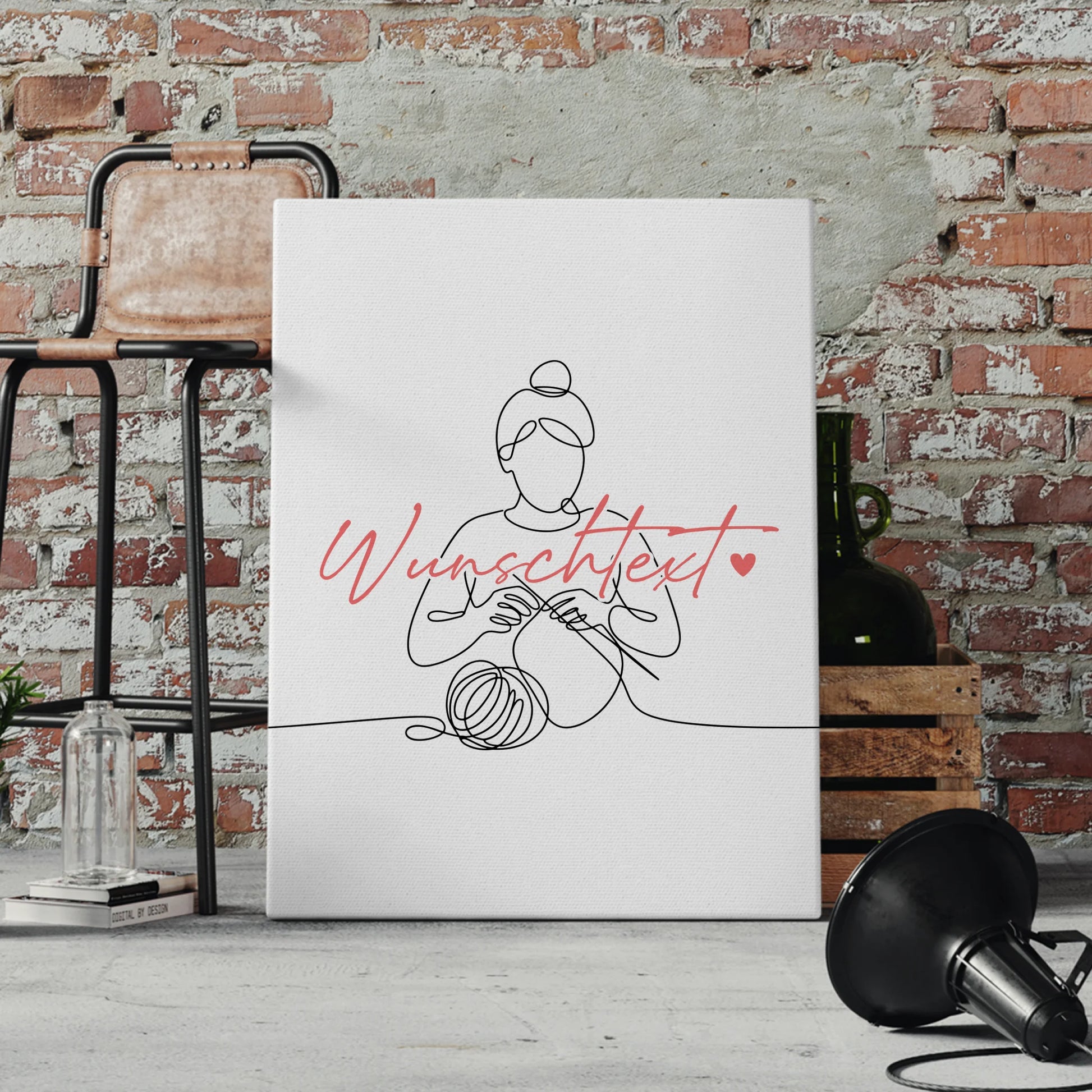 Lineart Leinwand Stricken Geschenk Tochter & Schwester 4