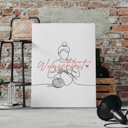 Lineart Leinwand Stricken Geschenk Tochter & Schwester 4