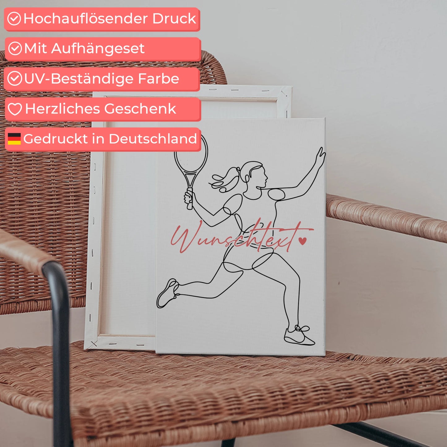 Personalisierte Leinwand Lineart Tennis Geschenk Tochter & Schwester 5