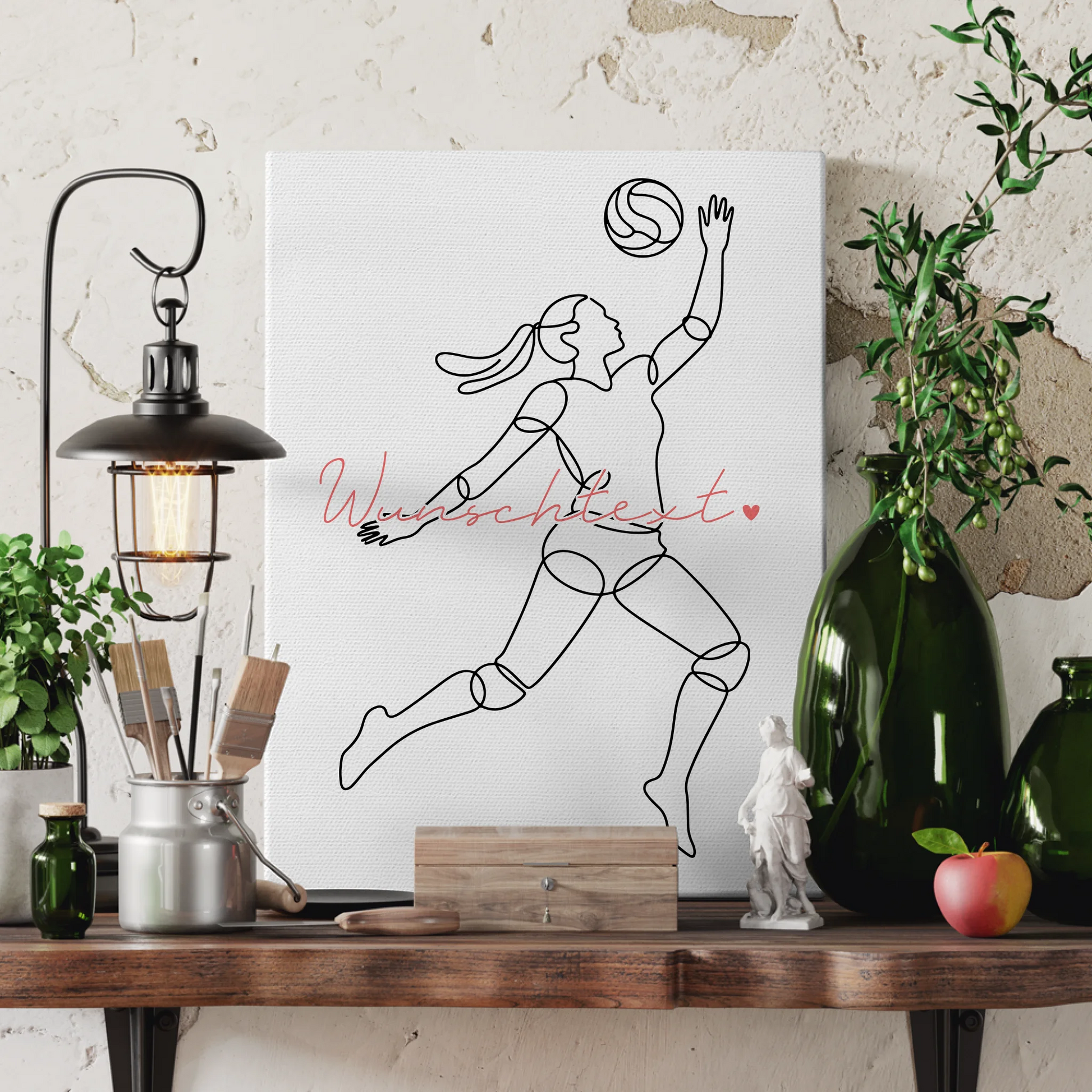 Lineart Leinwand Volleyball Geschenk Tochter & Schwester 3