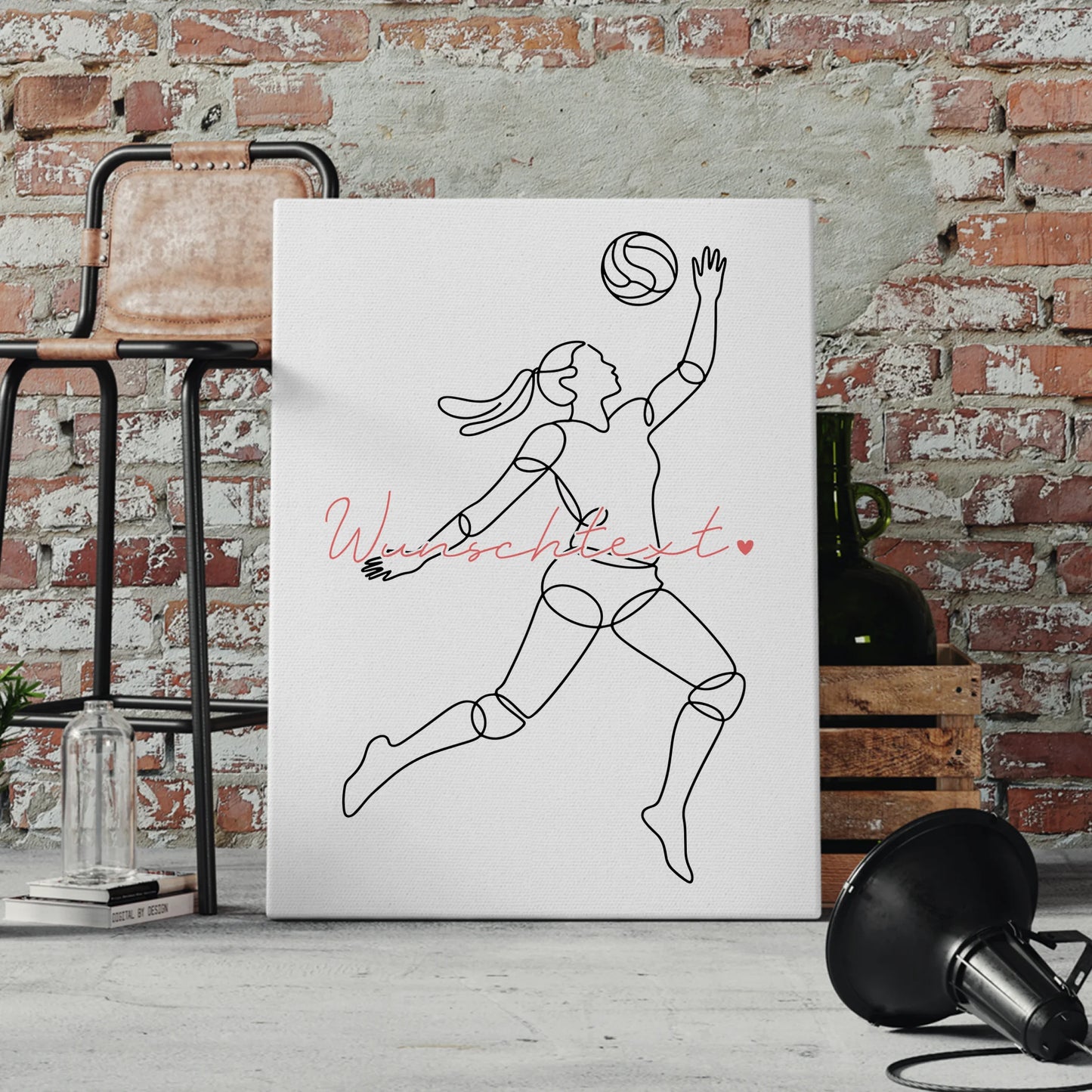 Lineart Leinwand Volleyball Geschenk Tochter & Schwester 4