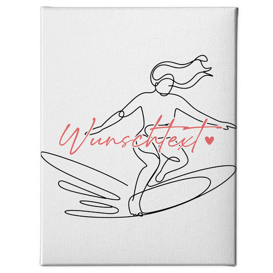 Lineart Leinwand Wellenreiten Geschenk Tochter & Schwester 1